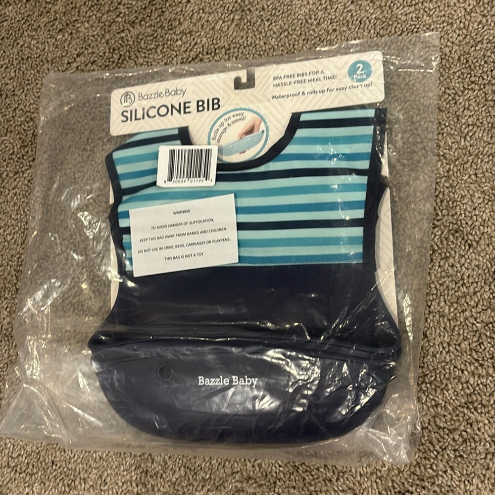 Two NWT silicone meal bibs